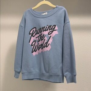 Blue Kids Sweatshirt with Pink Graphic
